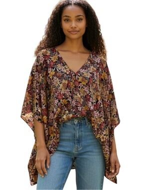 Buddy Love Burgundy Floral V-Neck Tunic